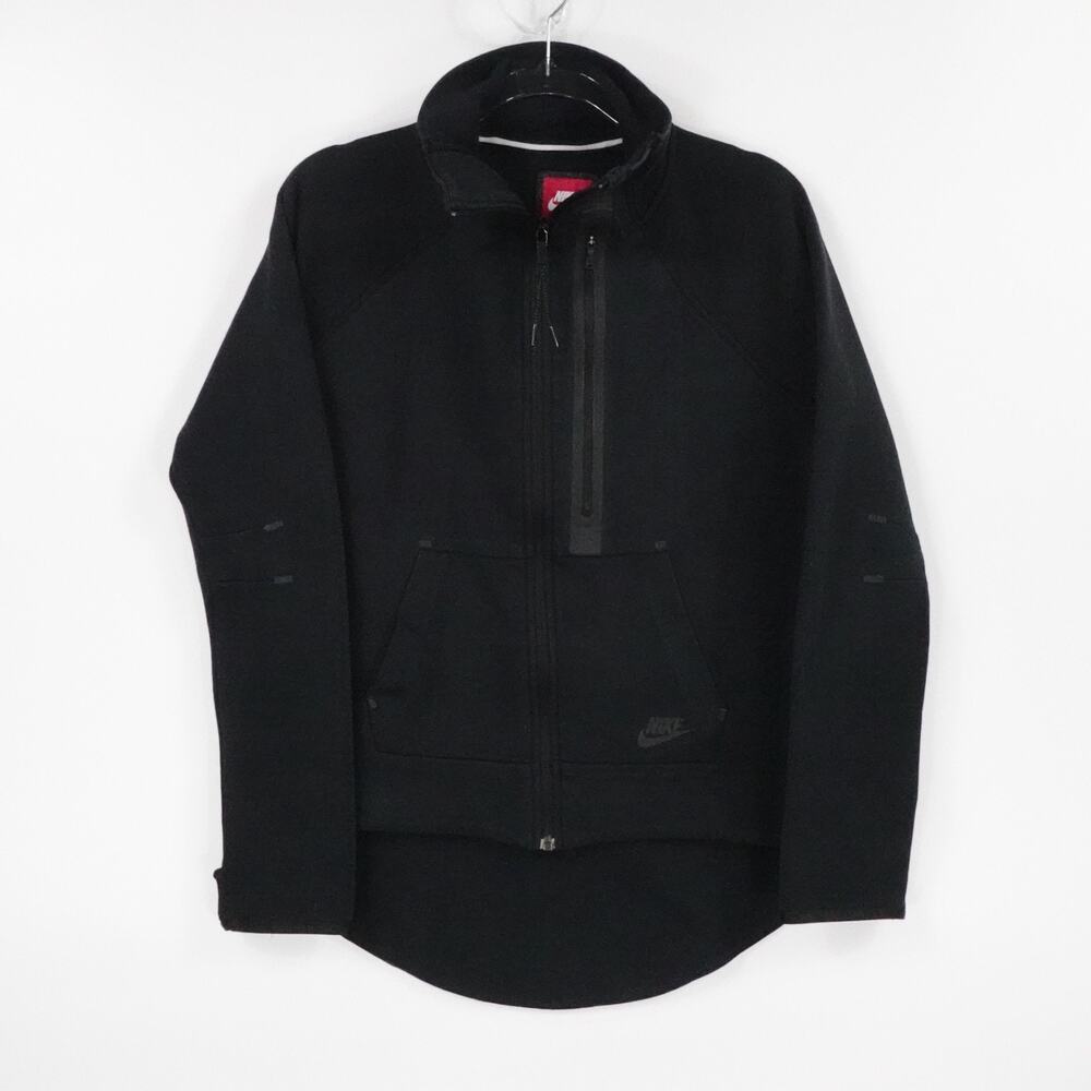 Nike Jacket Womens Medium Black Tech Fleece Moto Cape Hi Low Athletic Sportswear